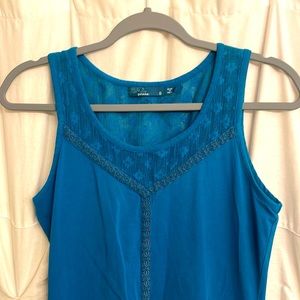 Prana Dress Teal Small with Embroidery and Lattice detail